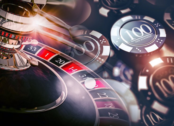 Casino Roulette Game Chips Concept 3D Illustration. Casino Gambling Theme.